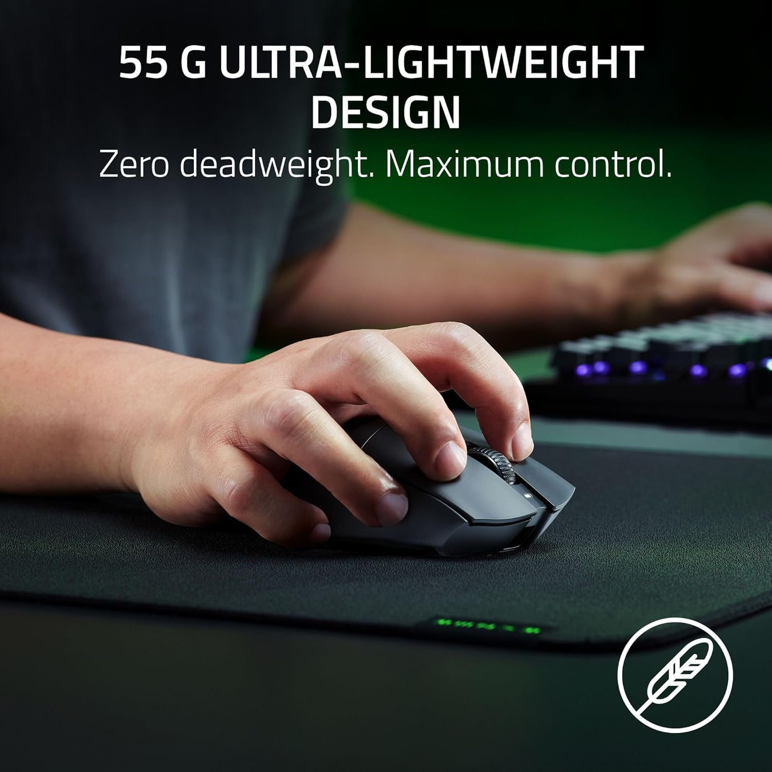 Razer DeathAdder V3 HyperSpeed Wireless 55g Lightweight Advanced 26K Optical Sensor Gen-3 Optical Switches USB C Charging Up to 100 Hr Battery - Black Razer DeathAdder V3 HyperSpeed Wireless 55g Lightweight Advanced 26K Optical Sensor Gen-3 Optical Switches USB C Charging Up to 100 Hr Battery - Black